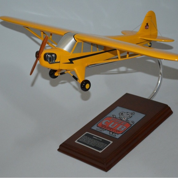 Piper J-3 Cub mahogany wood airplane desk display